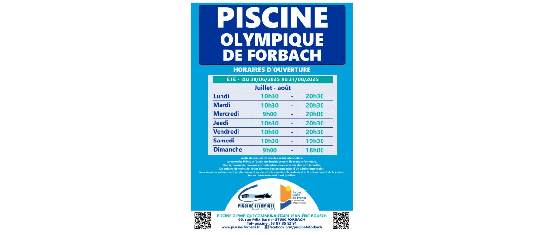 HORAIRES ETE