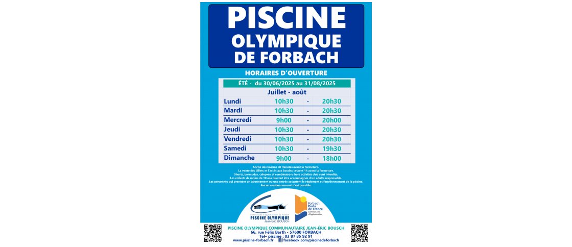 HORAIRES ETE 2025